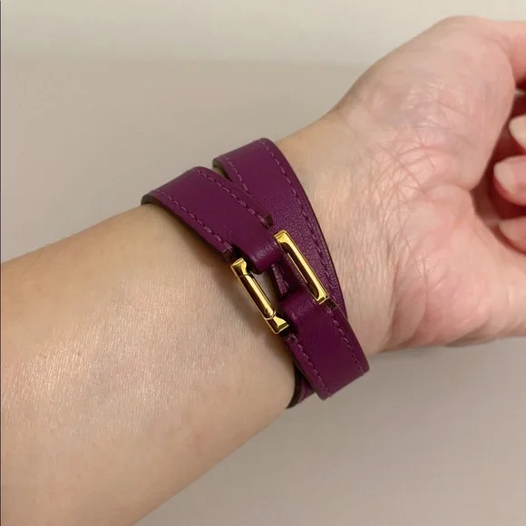 Authentic Hermes Rivale double tour leather bracelet - Picture 2 of 8